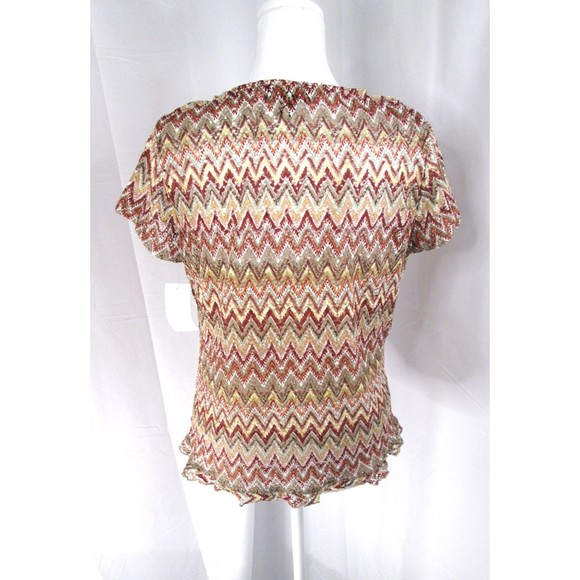 BCX Rusty Brown Tan Chevron Top with Bottom Tie Detail Lined L NWT (B7) - Picture 10 of 12